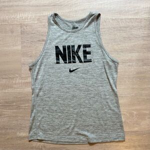 Nike Dri-FIT Tank Top Womens Gray Sleeveless Athletic Workout Logo Shirt Size XS